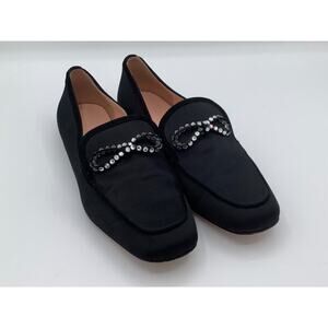 J. Crew Black‎ Bow Crystal Loafers Satin Size 9.5 Classy
